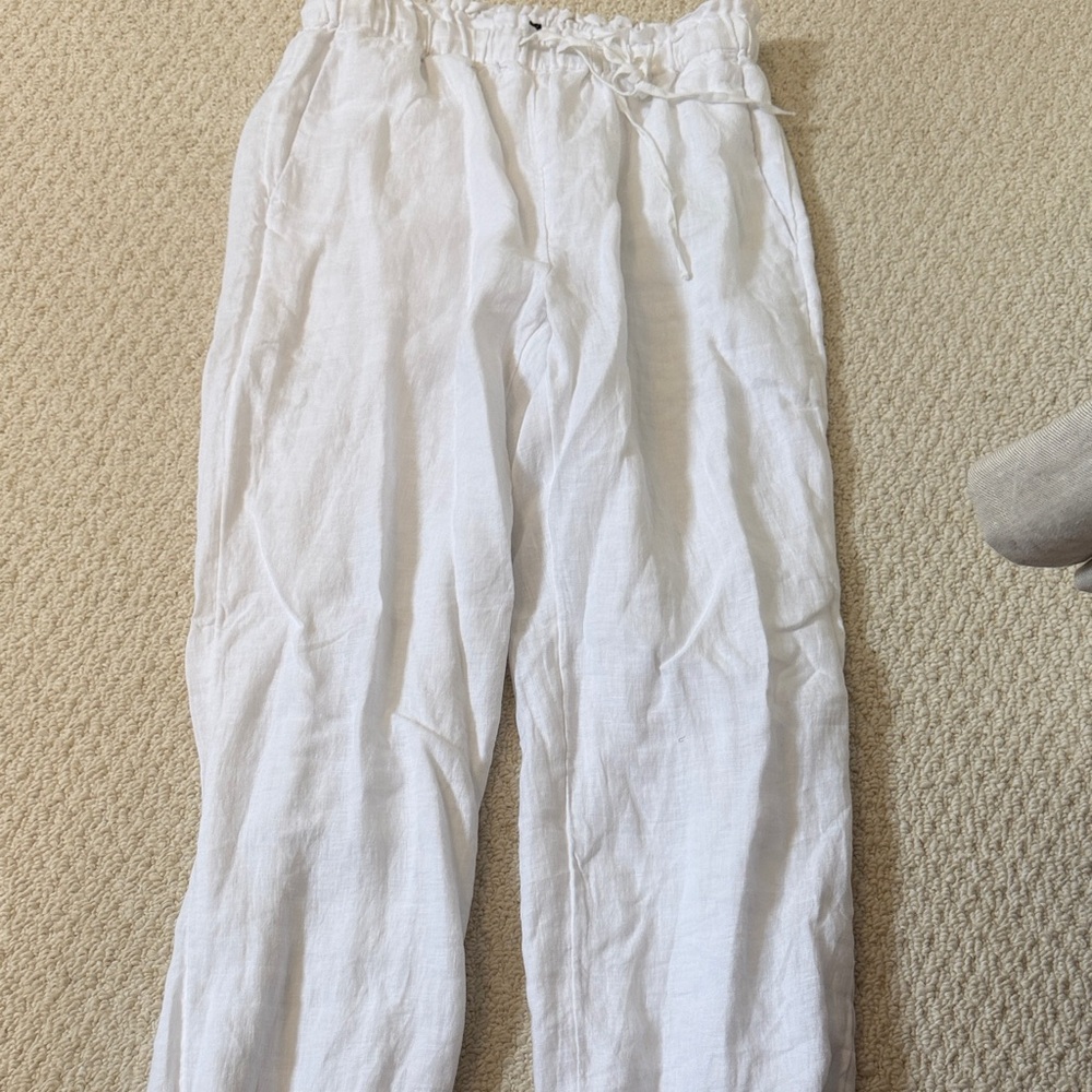 J. Crew White Elastic Waist Casual Pants